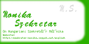 monika szekretar business card